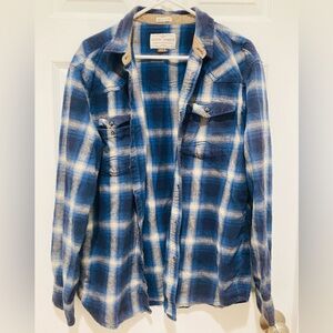 LIKE NEW Cody James sz M Blue Plaid Shirt 100% Cotton Authentic Western Apparel